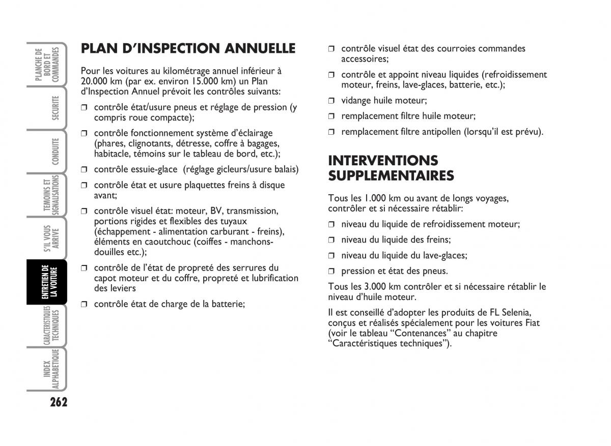 Fiat Idea manuel du proprietaire / page 263