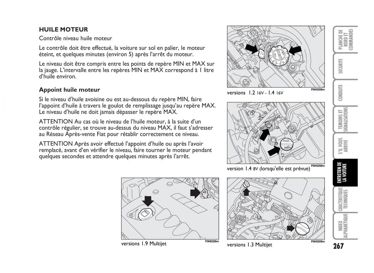 Fiat Idea manuel du proprietaire / page 268