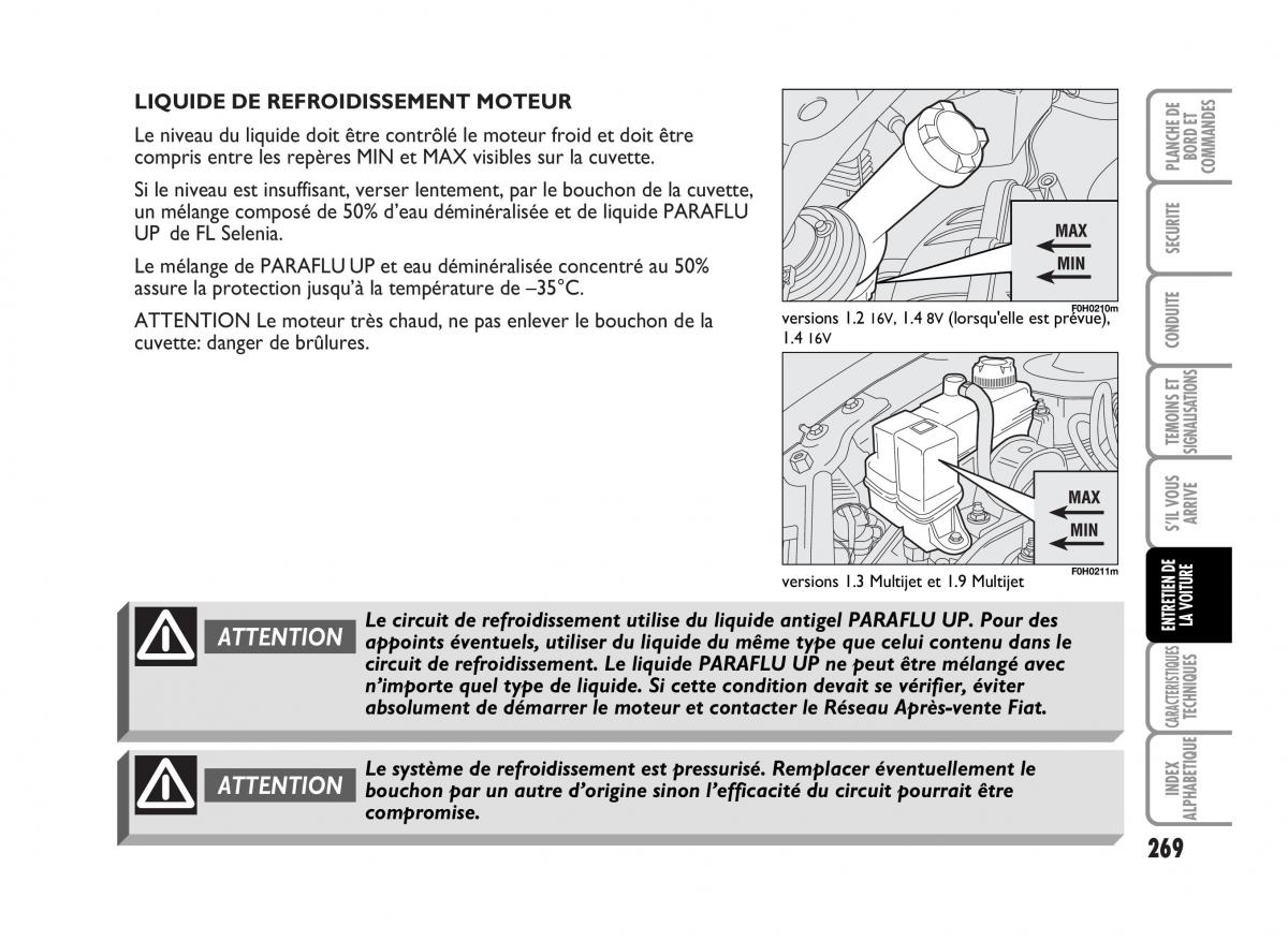 Fiat Idea manuel du proprietaire / page 270