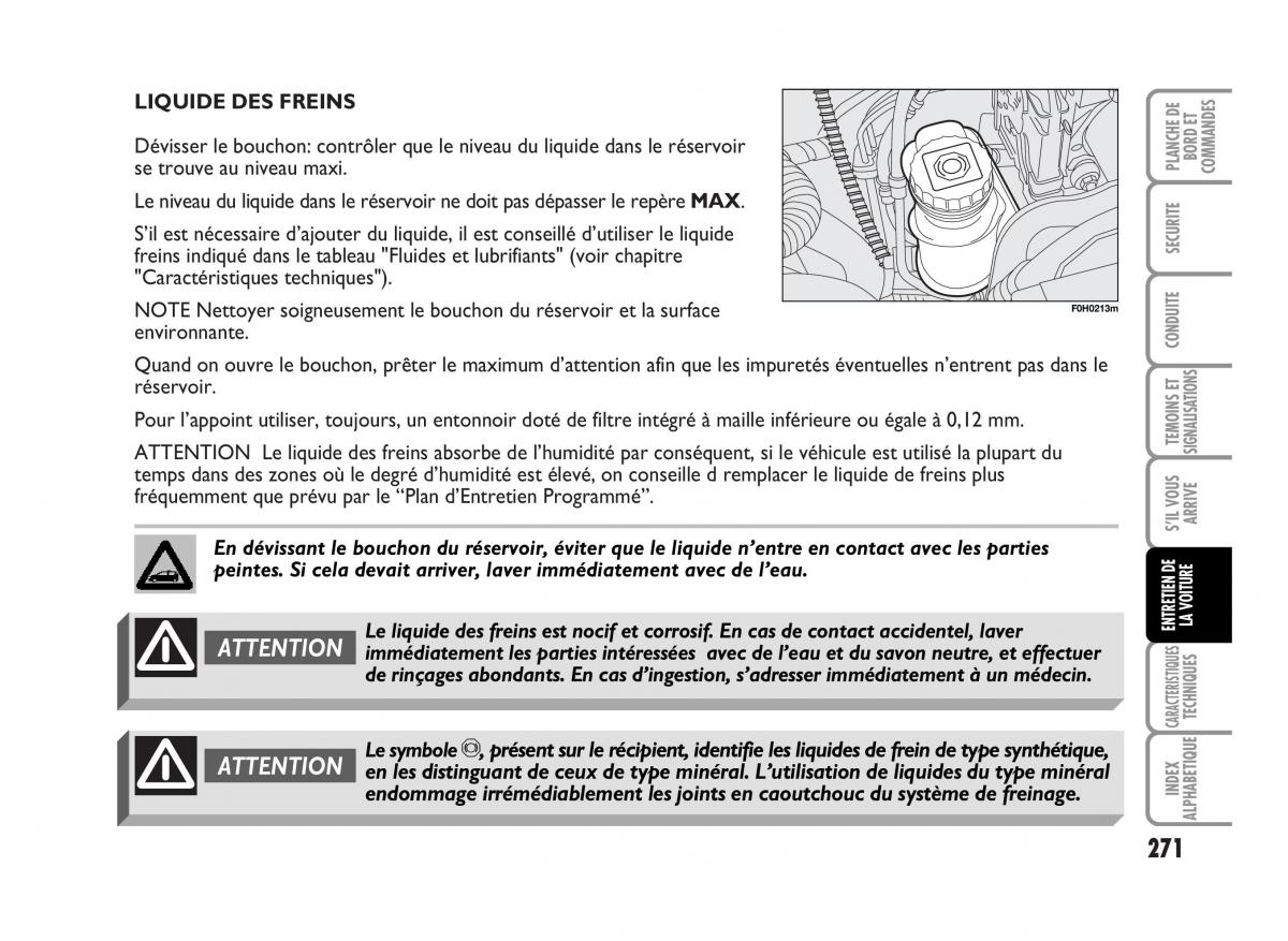 Fiat Idea manuel du proprietaire / page 272