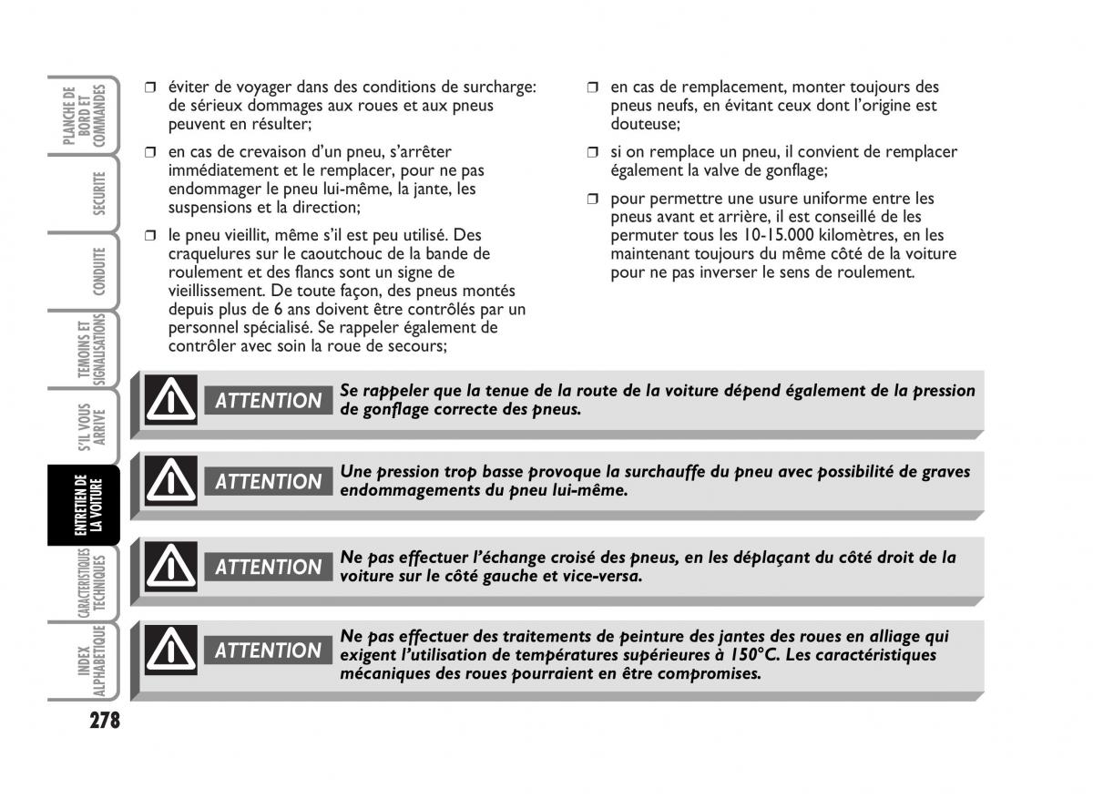 Fiat Idea manuel du proprietaire / page 279