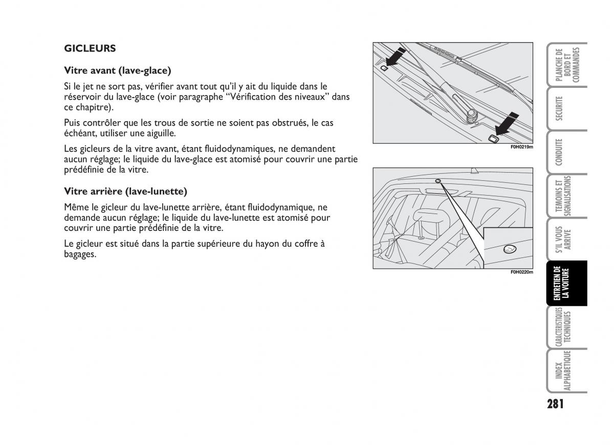 Fiat Idea manuel du proprietaire / page 282