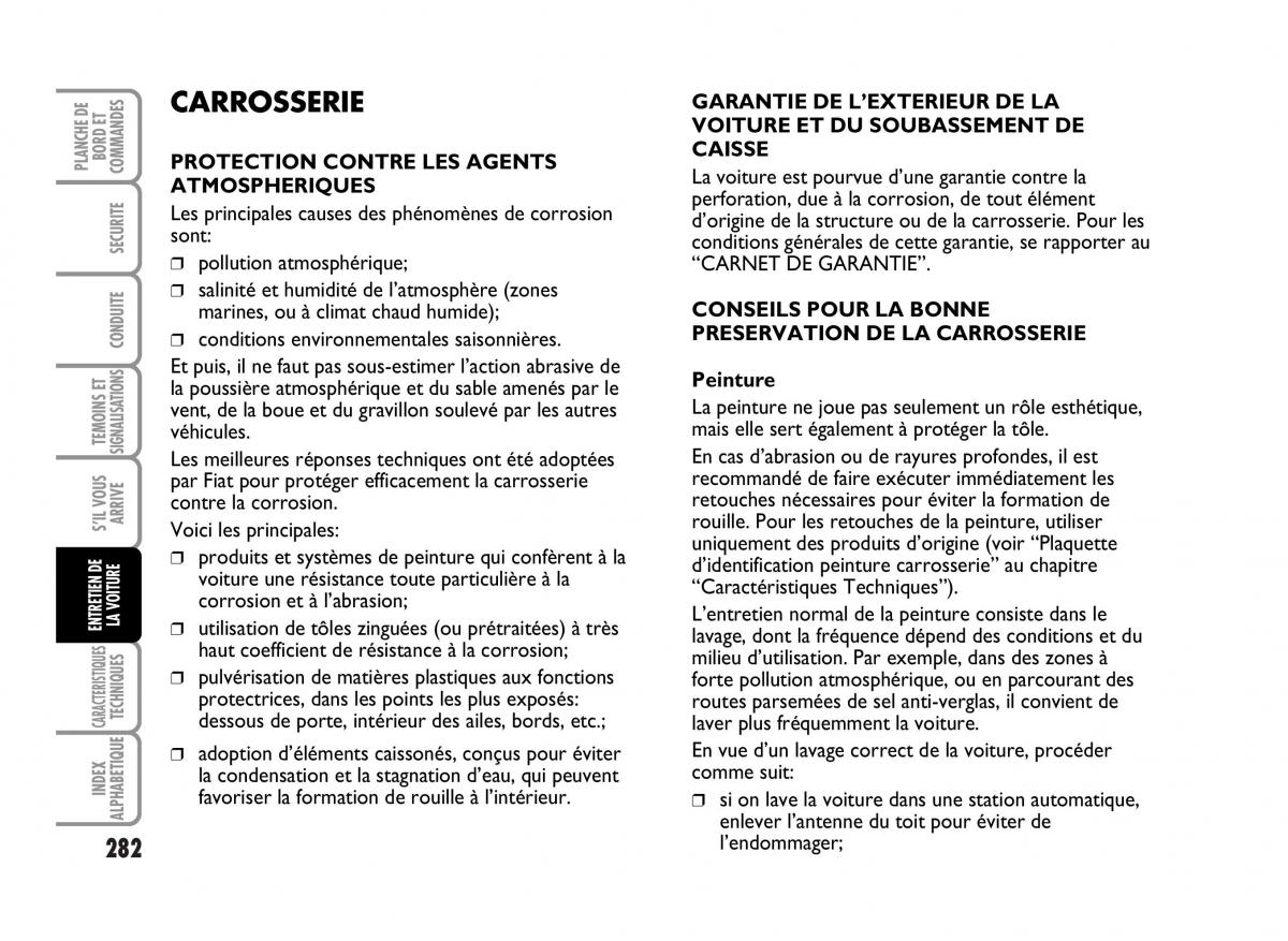 Fiat Idea manuel du proprietaire / page 283