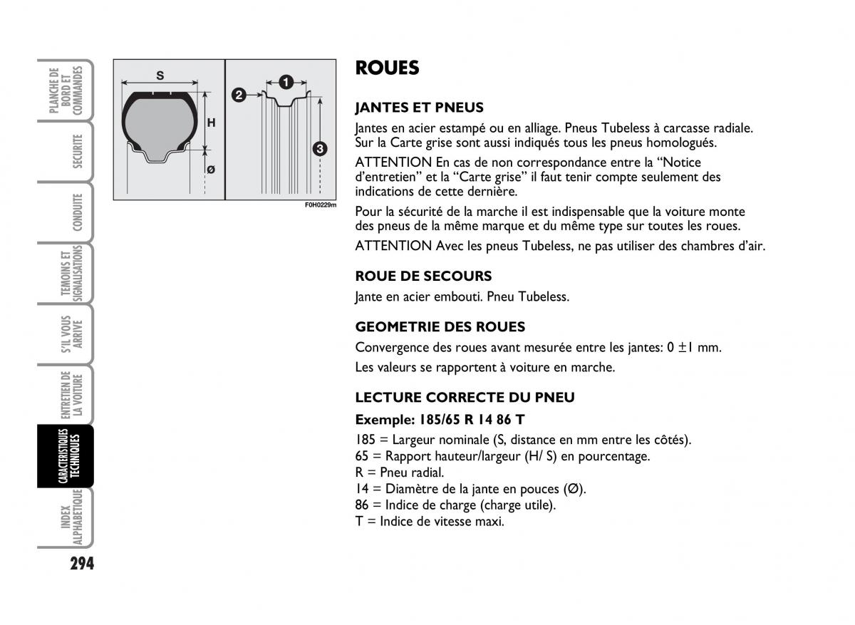 Fiat Idea manuel du proprietaire / page 295