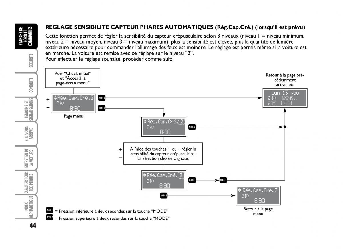 Fiat Idea manuel du proprietaire / page 45