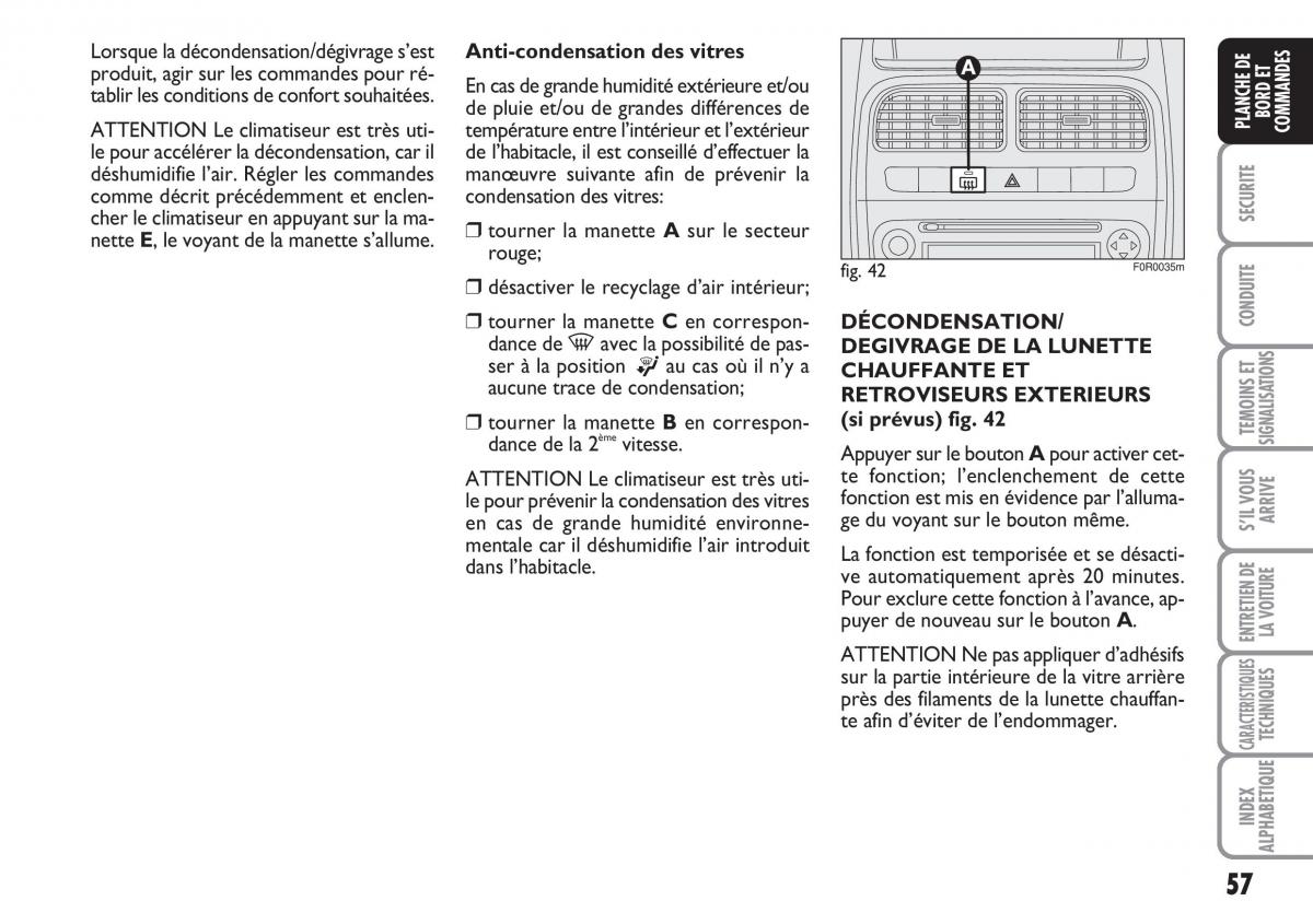 Fiat Linea manuel du proprietaire / page 58