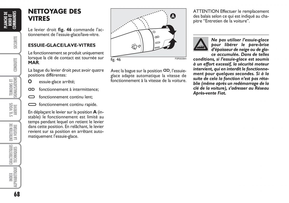 Fiat Linea manuel du proprietaire / page 69