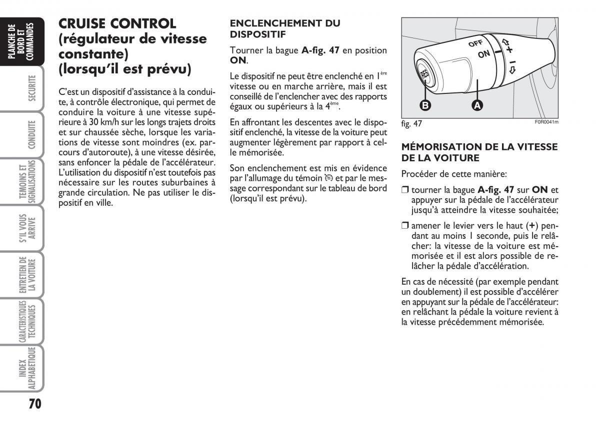 Fiat Linea manuel du proprietaire / page 71