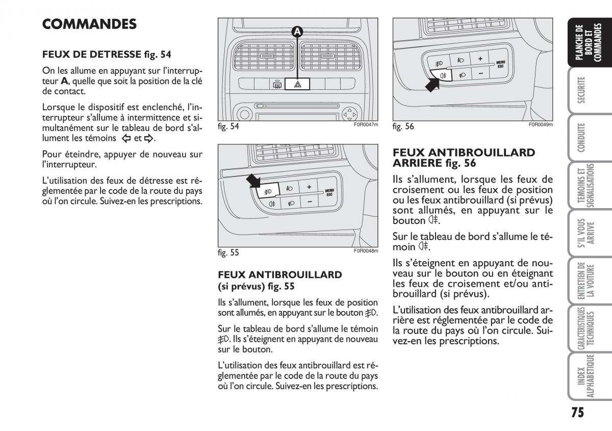 Fiat Linea manuel du proprietaire / page 76