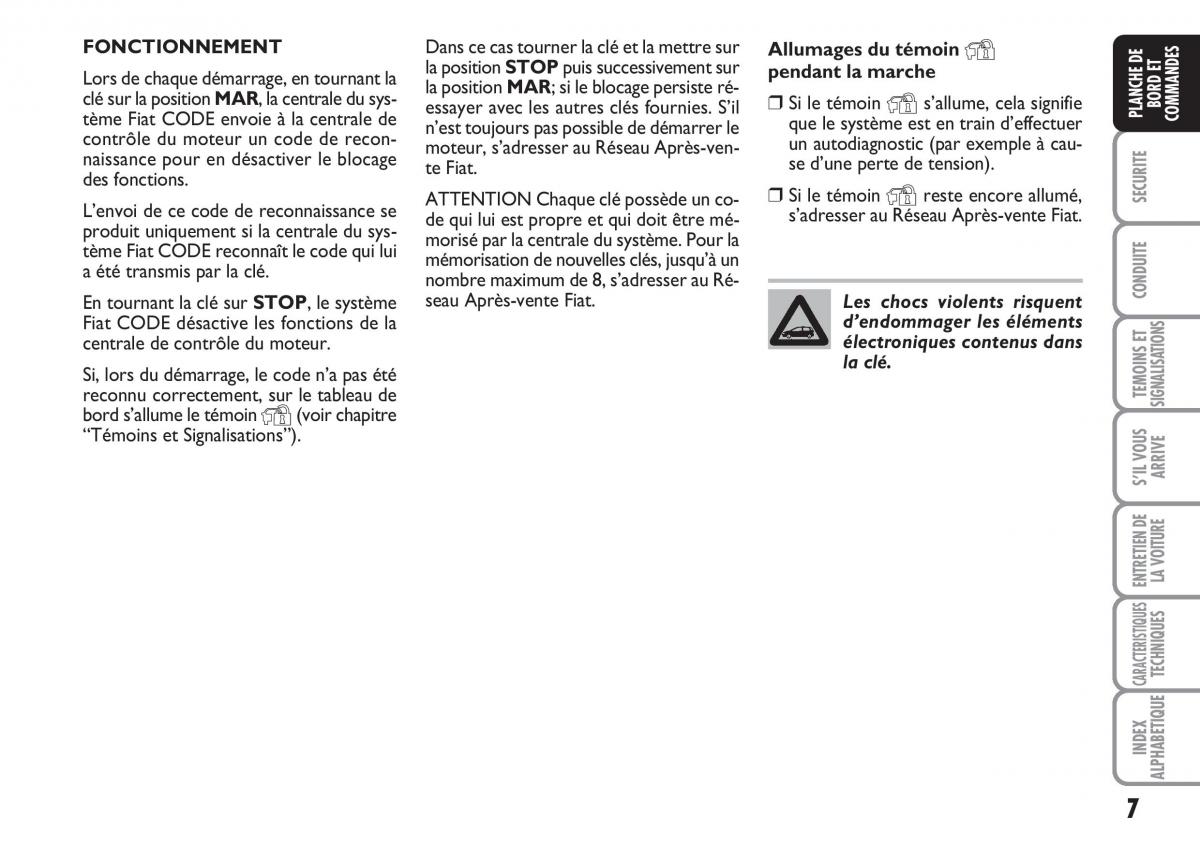 Fiat Linea manuel du proprietaire / page 8