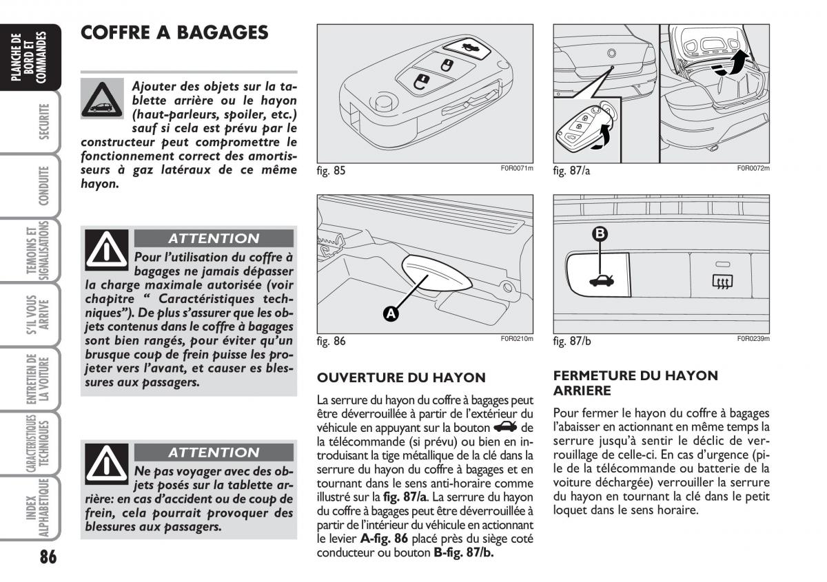 Fiat Linea manuel du proprietaire / page 87