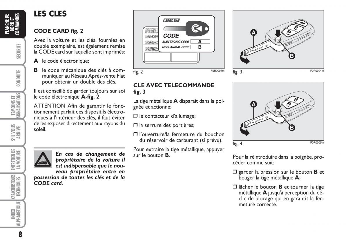 Fiat Linea manuel du proprietaire / page 9