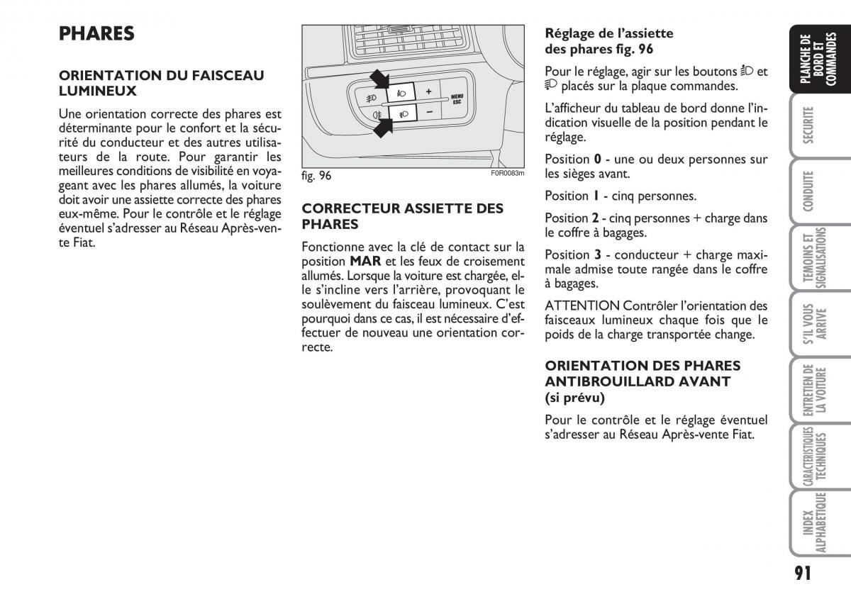 Fiat Linea manuel du proprietaire / page 92