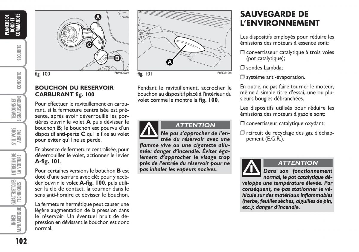 Fiat Linea manuel du proprietaire / page 103