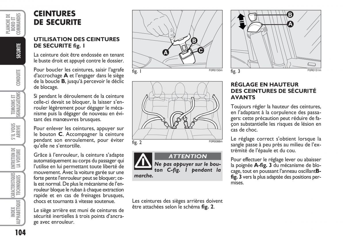 Fiat Linea manuel du proprietaire / page 105