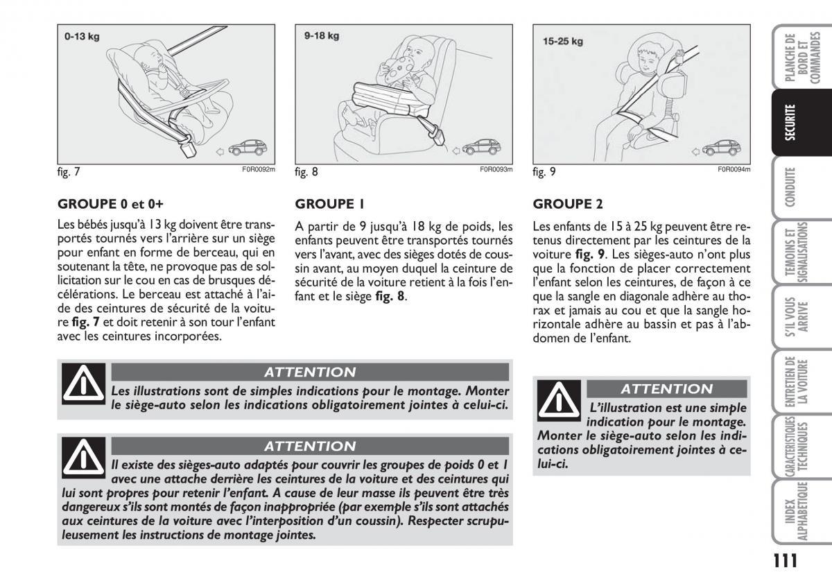 Fiat Linea manuel du proprietaire / page 112