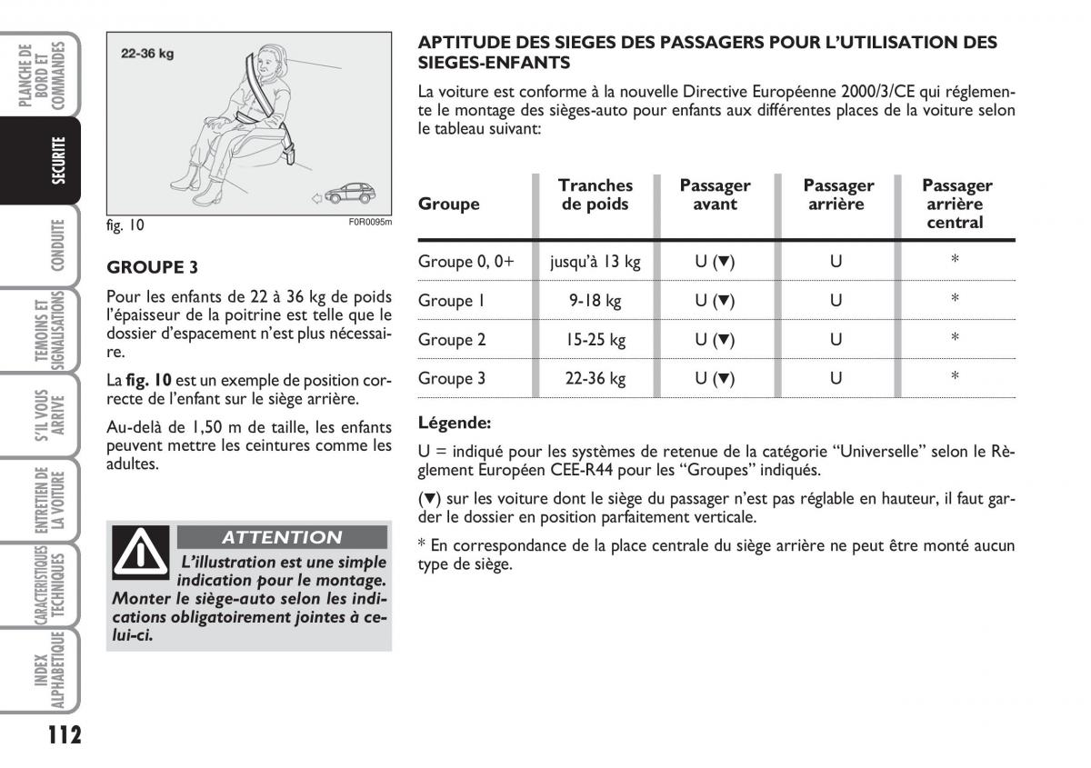 Fiat Linea manuel du proprietaire / page 113