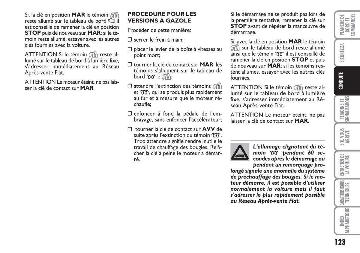 Fiat Linea manuel du proprietaire / page 124