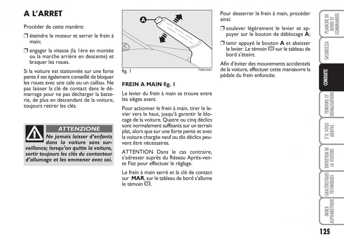 Fiat Linea manuel du proprietaire / page 126