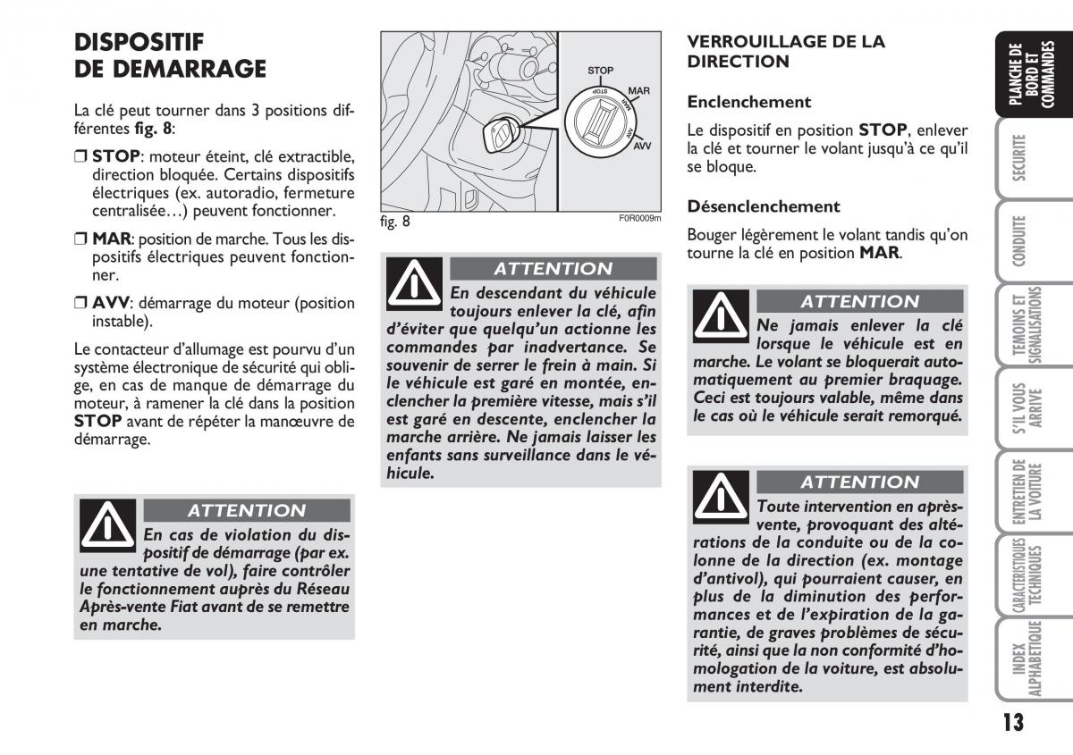 Fiat Linea manuel du proprietaire / page 14