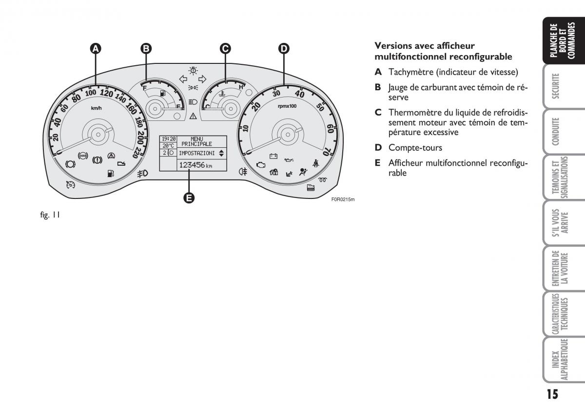 Fiat Linea manuel du proprietaire / page 16