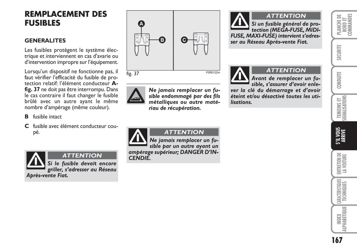 Fiat Linea manuel du proprietaire / page 168