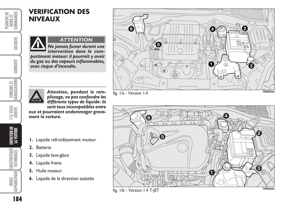 Fiat Linea manuel du proprietaire / page 185