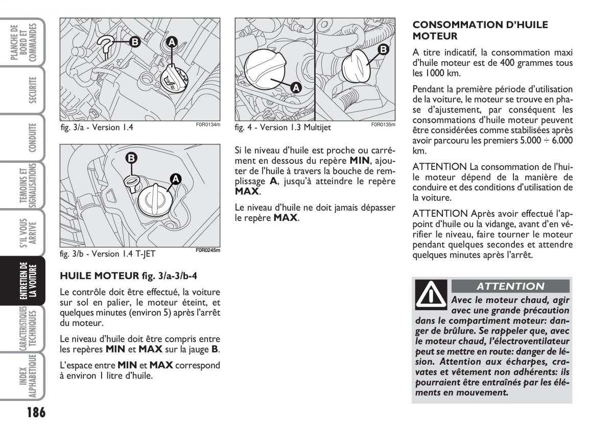 Fiat Linea manuel du proprietaire / page 187