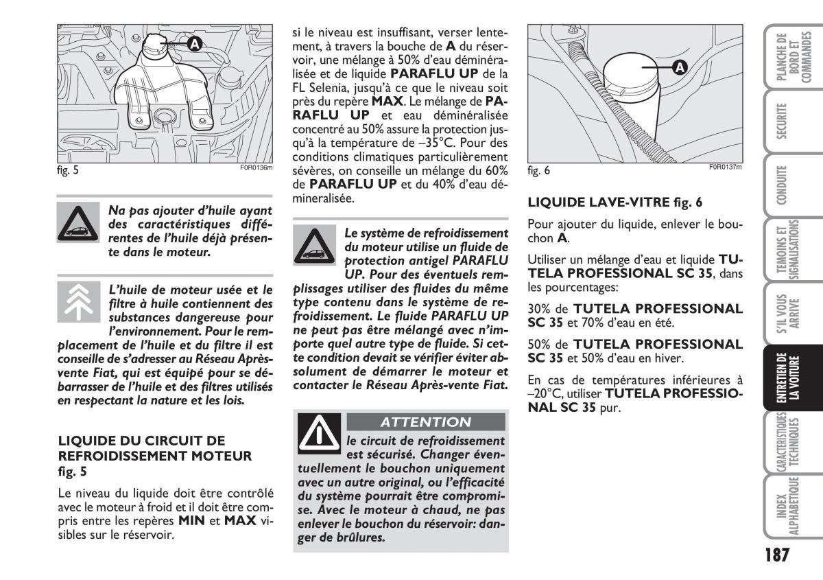 Fiat Linea manuel du proprietaire / page 188