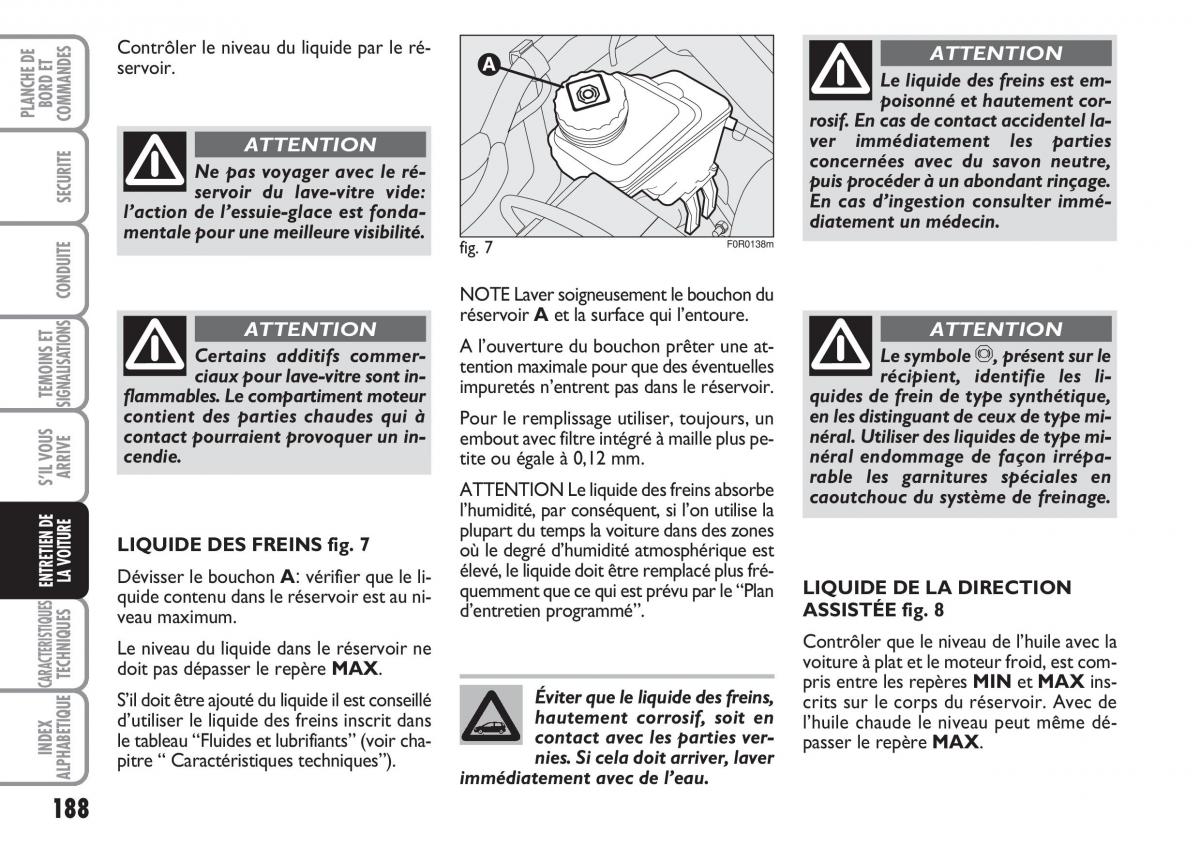 Fiat Linea manuel du proprietaire / page 189