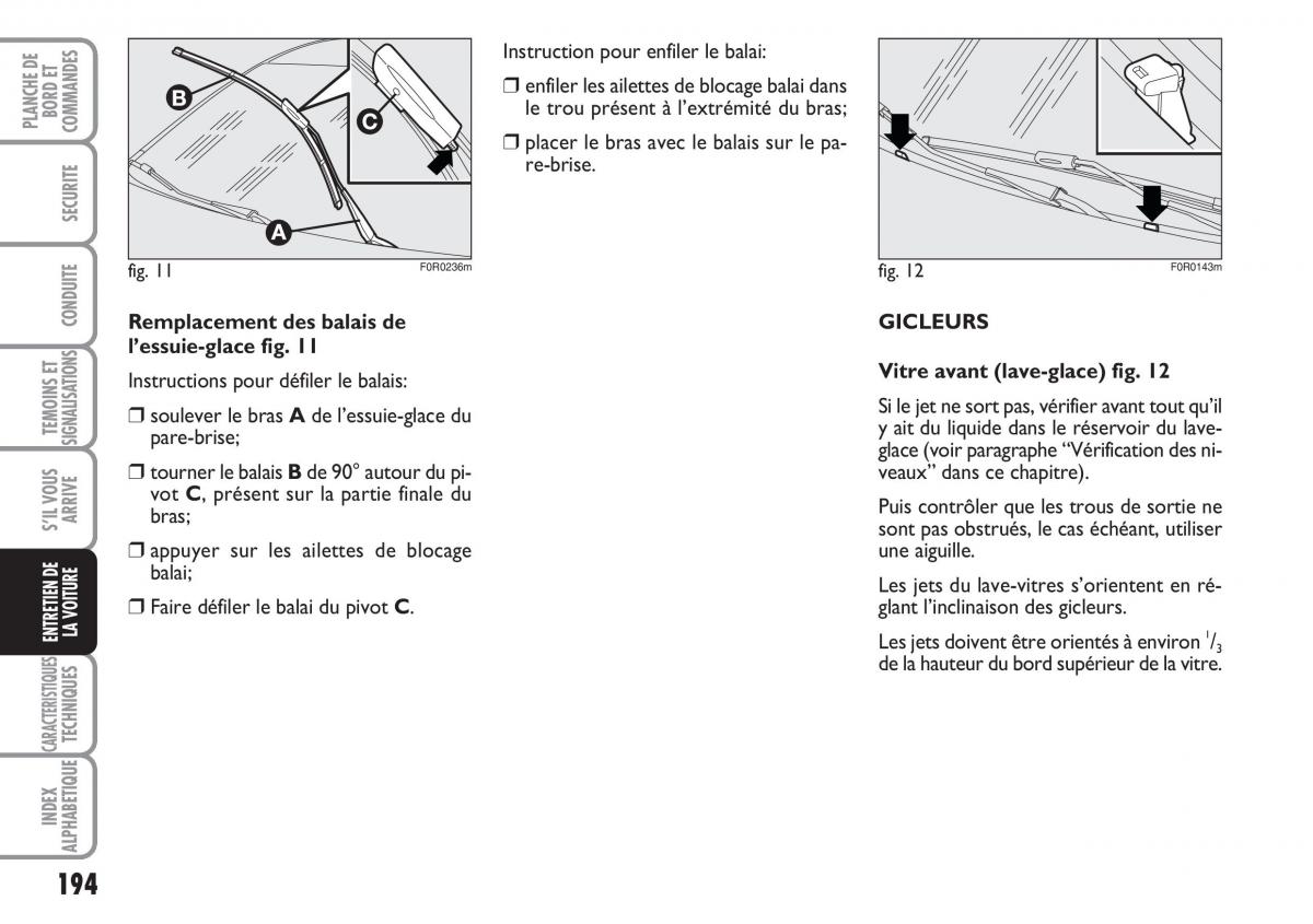 Fiat Linea manuel du proprietaire / page 195