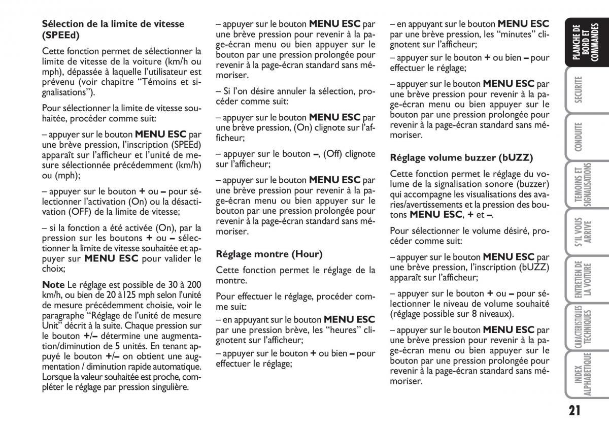 Fiat Linea manuel du proprietaire / page 22