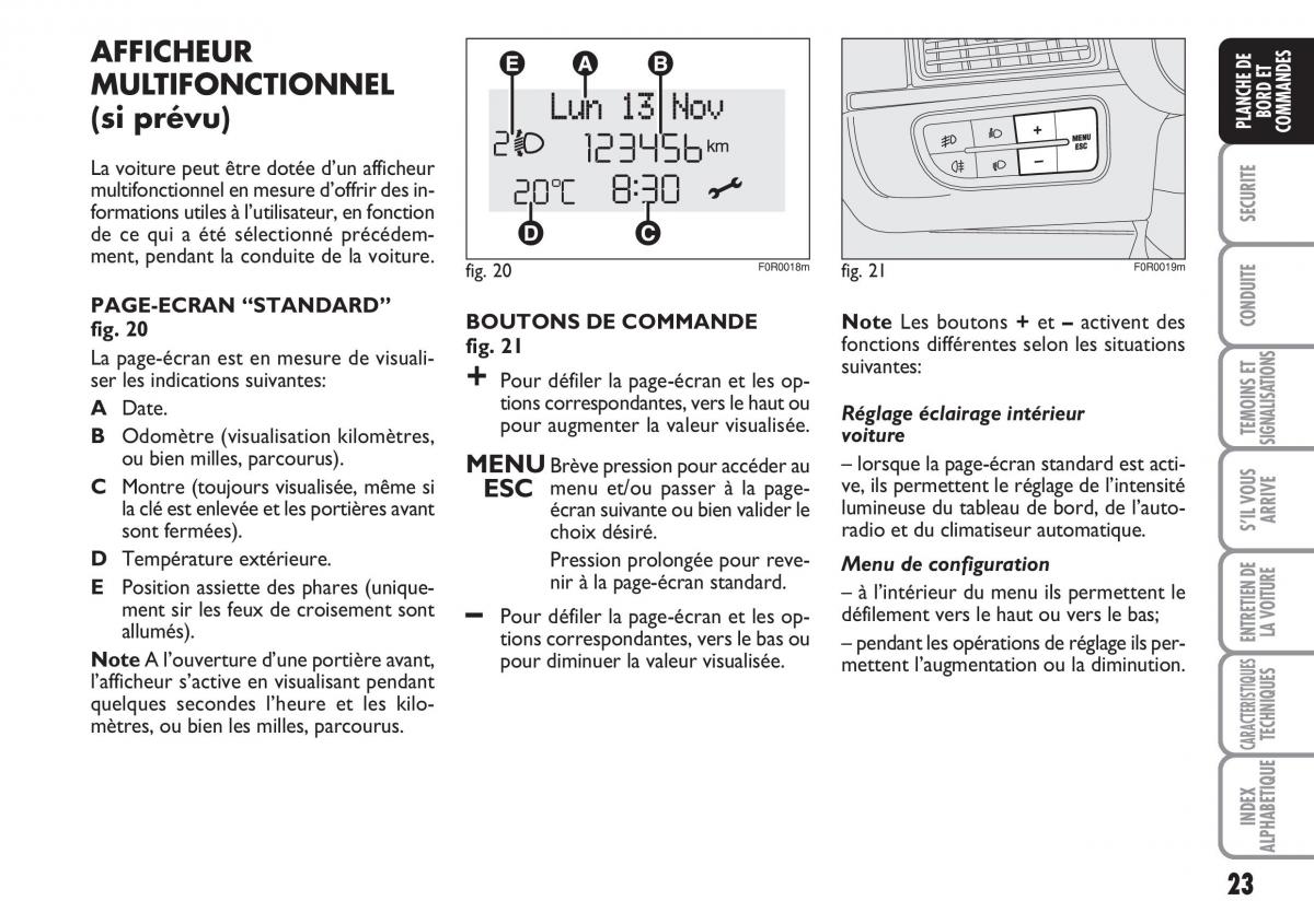 Fiat Linea manuel du proprietaire / page 24