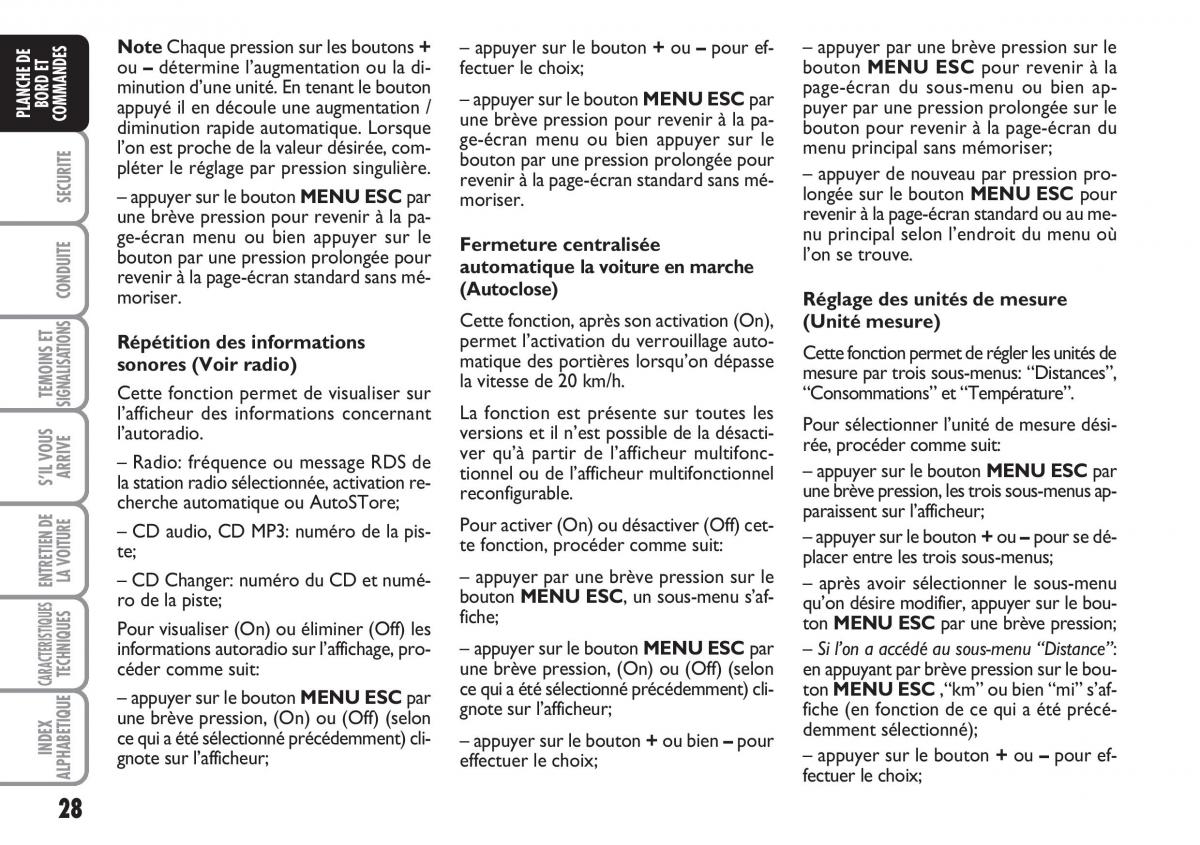 Fiat Linea manuel du proprietaire / page 29