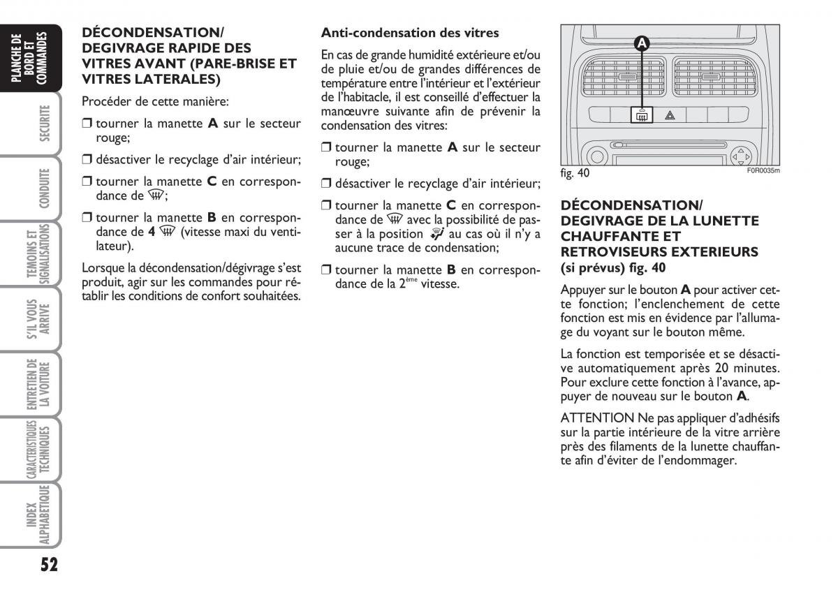 Fiat Linea manuel du proprietaire / page 53