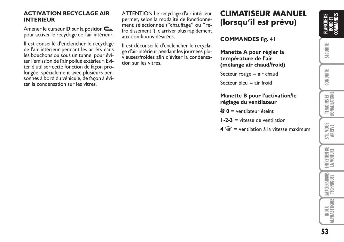 Fiat Linea manuel du proprietaire / page 54