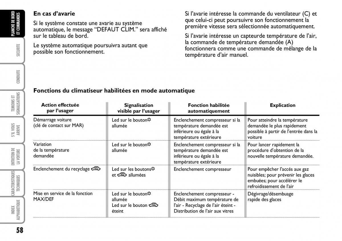 Fiat Multipla I 1 manuel du proprietaire / page 59