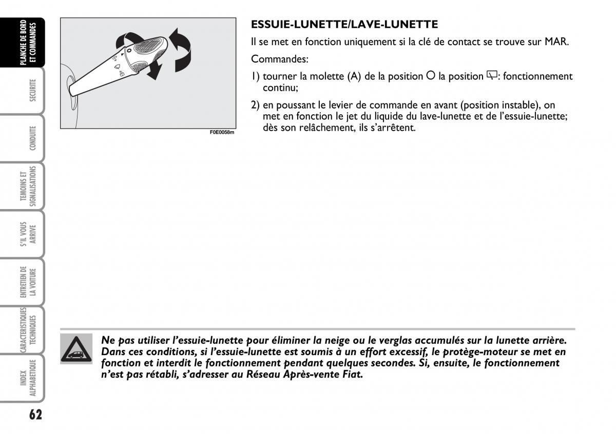 Fiat Multipla I 1 manuel du proprietaire / page 63