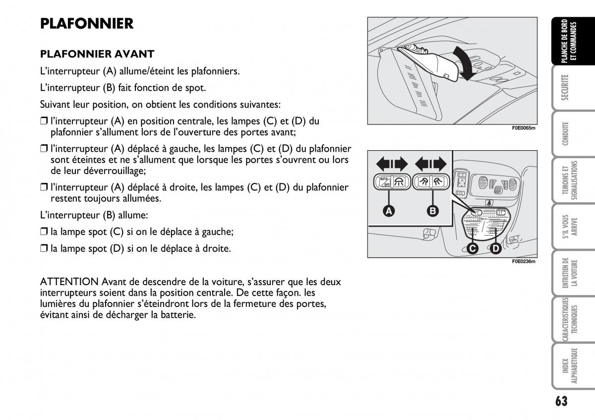 Fiat Multipla I 1 manuel du proprietaire / page 64