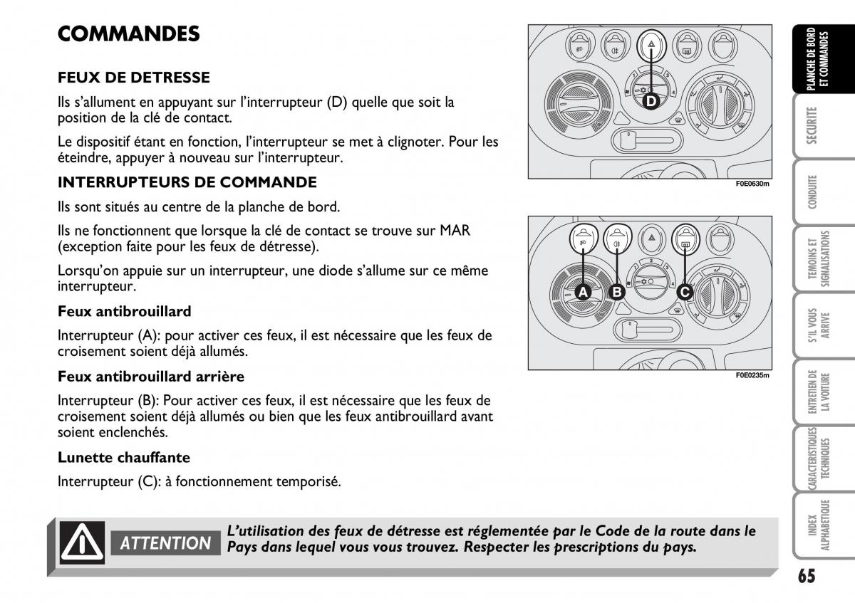 Fiat Multipla I 1 manuel du proprietaire / page 66