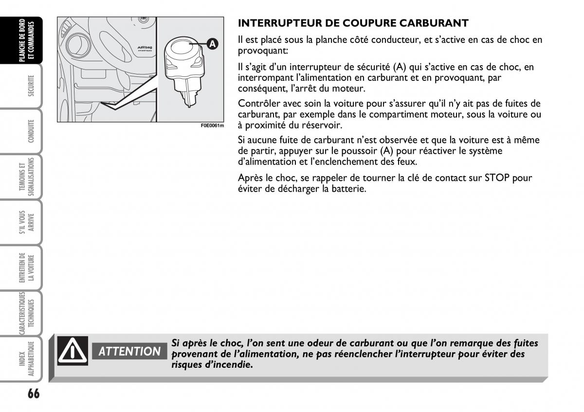 Fiat Multipla I 1 manuel du proprietaire / page 67