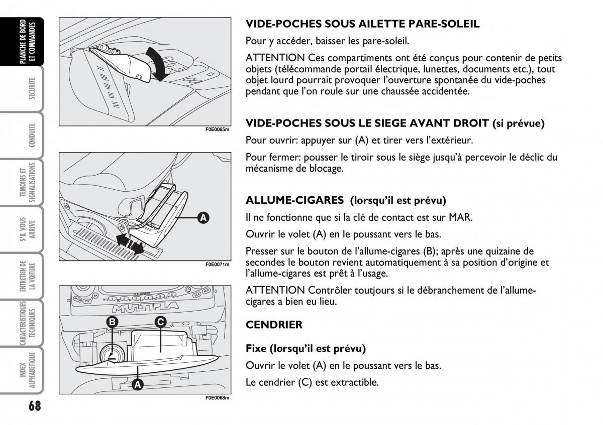 Fiat Multipla I 1 manuel du proprietaire / page 69