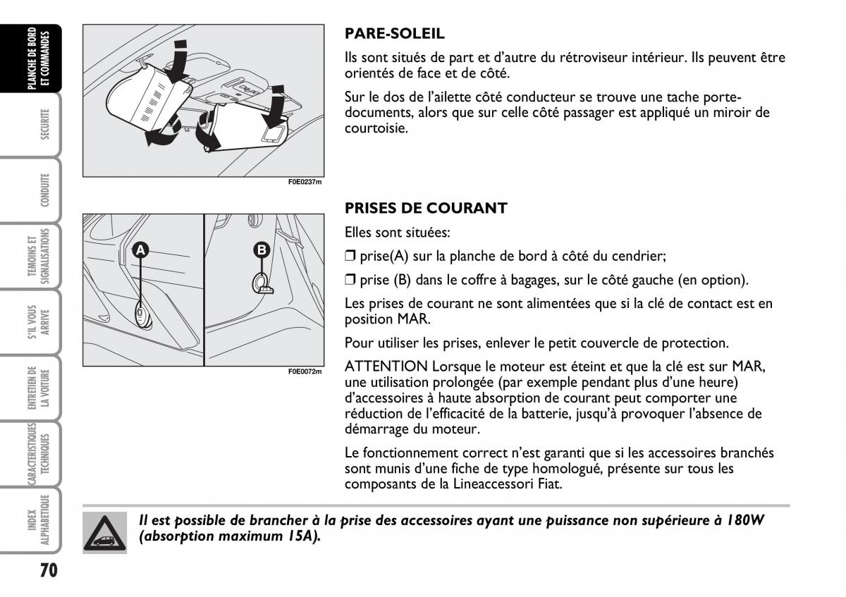 Fiat Multipla I 1 manuel du proprietaire / page 71