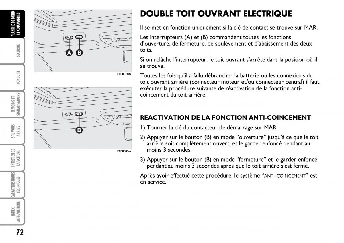 Fiat Multipla I 1 manuel du proprietaire / page 73