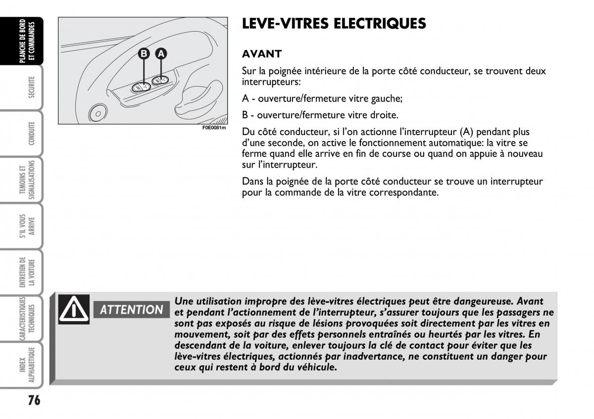 Fiat Multipla I 1 manuel du proprietaire / page 77