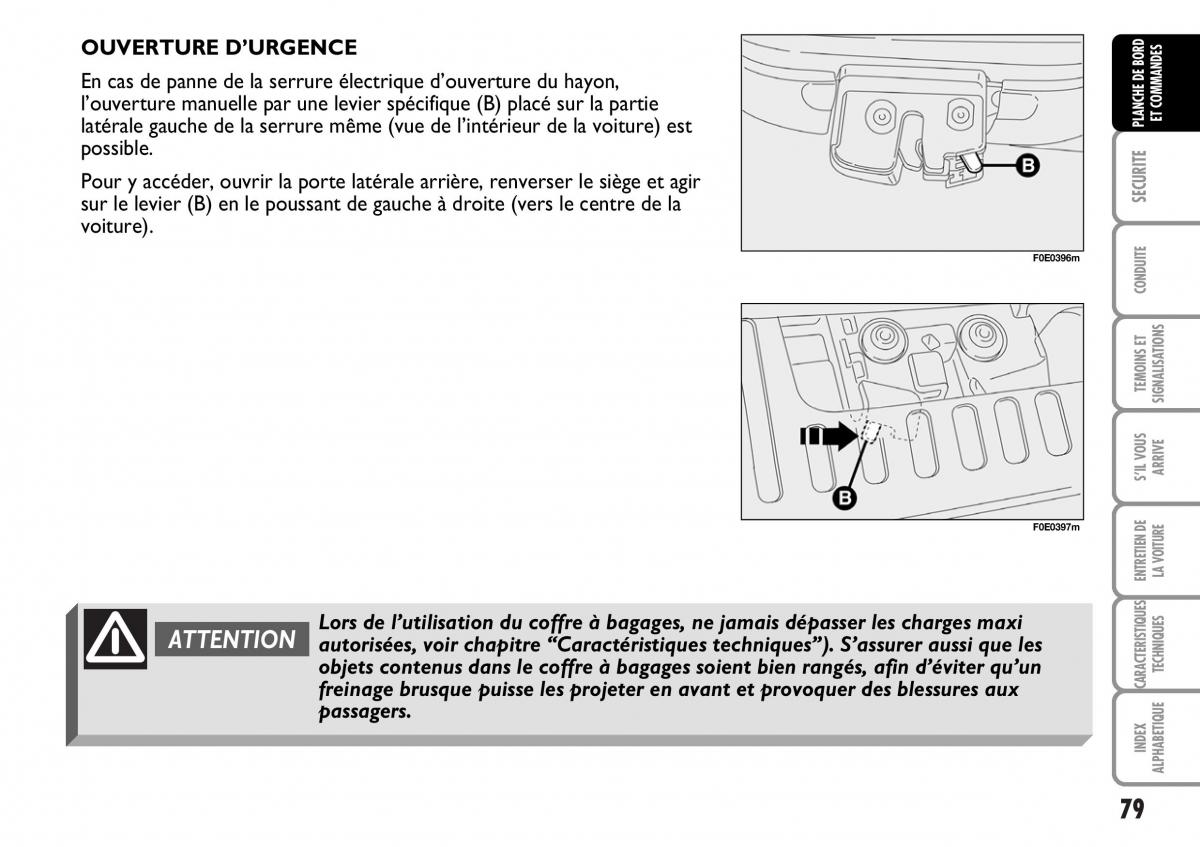 Fiat Multipla I 1 manuel du proprietaire / page 80