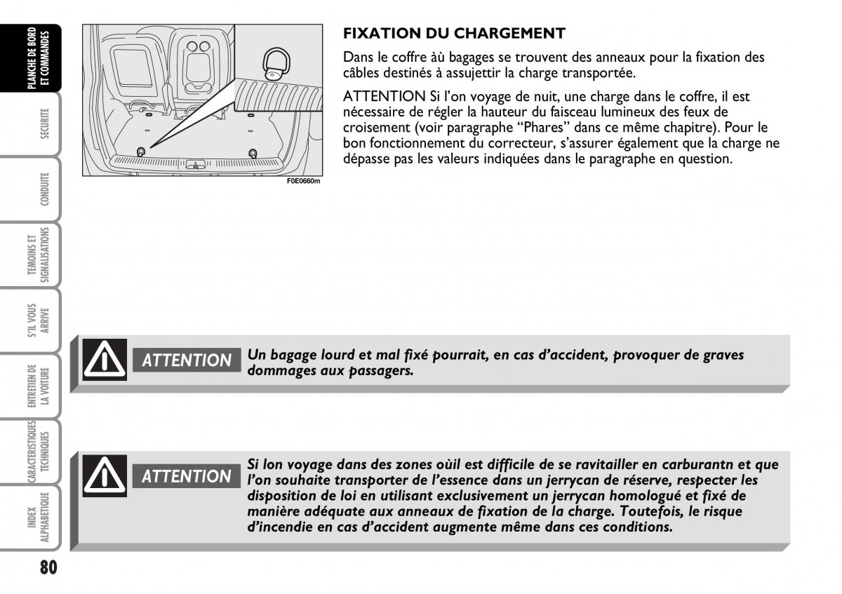 Fiat Multipla I 1 manuel du proprietaire / page 81