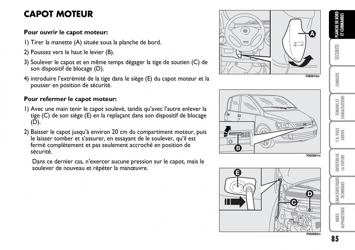 Fiat Multipla I 1 manuel du proprietaire / page 86