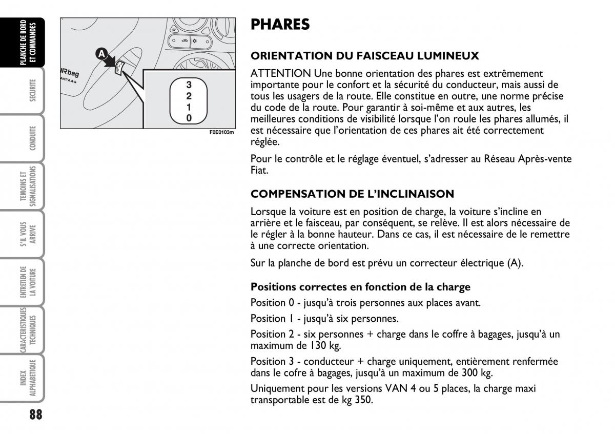 Fiat Multipla I 1 manuel du proprietaire / page 89