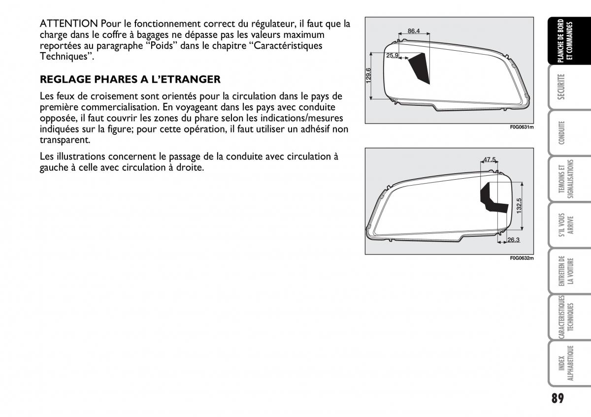 Fiat Multipla I 1 manuel du proprietaire / page 90